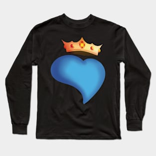 Blue Heart King Long Sleeve T-Shirt